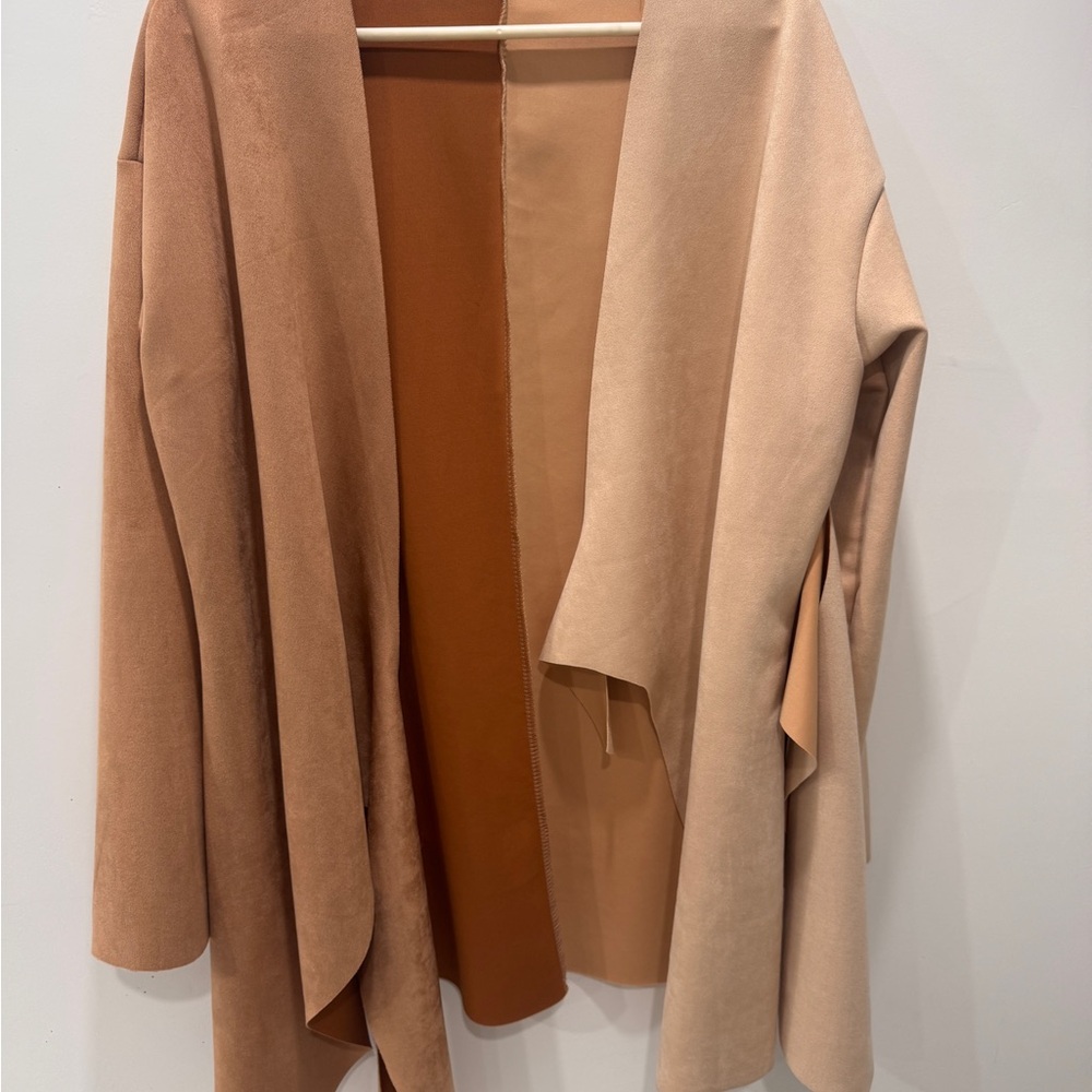 Stylish Tan and Brown Open Cardigan
